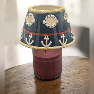 Nautical Candle Shade Red, White & Blue Anchors Lifesavers Rope Design Edging